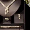 Halsband örhängen set rund form lång tofs örhänge set kubik zirkoniumbröllop smycken brud smycken bijoux n-227Earrings örhängen