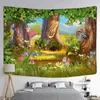 Cartoon Animal World mattor vägg hängande söt kawaii hippie tapiz sovrum sovsal konstnär hem dekor j220804