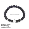 Beaded Strands Lava Bead Bracelet Men Natural Stone Peace Charm Jewelry Gift Chakra Bracelets Drop Delivery 2021 Carshop2006 Dhwto