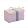 Ensembles de vaisselle Micro-ondes Double Couche Boîte À Lunch Style Japonais En Bois Bento Portable Conteneur De Stockage Cuisine Durable Bpa Yydhhome Dhuvi