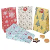 Confezione regalo 12 pezzi Mix 4 tipi Sacchetti di buon Natale con adesivi Albero di Natale Caramelle di carta Kraft per anno Ornamenti per la casa Regalo