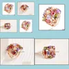 Solitaire Ring bem belo luxo diamante diamante rosa banhado cúbico zirconia casamento conjunto de cristal austríaco anel de pedra cardshop2006 dhnay