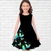 2022 Kids Girls Sukienka bez rękawów sukienka 3D Butterfly DITAL Casual Cute Sweet Over Knee Party Dress 70-180cm Y220819