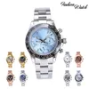 Klassiek Powder Blue Dial Girl Lady horloges Mechanische automatische heren Watch Waterdichte oester polshorloges roestvrijstalen saffier chronograaf lichtgevend