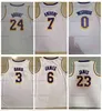 Mens Vintage 6 LeBron Anthony 3 Davis 23 James Basketball Jerseys 7 Carmelo 24 Bryant Russell 0 Westbrook City Yellow Black 75th Purple Stit