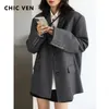 CHICVEN Frauen Büro Dame Blazer Manschette Stickerei Breite Schulter Twill Anzug frauen Herbst Damen Oberbekleidung Stilvolle Tops 220819