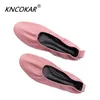 Kncokar Grandma Shoe Female Flat Bottom Style Spring STYLOW Restoring Beather Ballet Single 220819