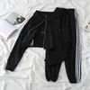 Spring Autumn Strout Kobiet destarzy 2 -częściowy elegancki garnitur sportowy Koreańska bluzy z kapturem Top Sweatpant Female Clothing 220819