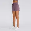 NWT L-15 Elastic Yoga Shorts 여성 운동 바지 주머니 높은 허리 와이드 다리 자전거 타이트 체육관 레깅스 스포츠웨어 바닥 달리기