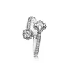 Streszczenie elegancji Clear CZ Pierścienie zespołu Authentic 925 Srebrne pierścienie Fifty Europejski pandora w stylu biżuterii Andy Jewel 191031cz