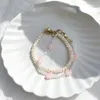 Beaded Strands Trendy Romantic Handmade Flower Charm Bracelet Real Delicate Pearl Danity Jewelry Handchain Irregular WomenBeaded