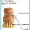 Andra hemträdgårdar bambu maträttsborstar kök trä rengöringskrubber för tvätt gjutjärn panna potten naturlig sisal yydhome dhg2e