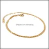 Anklets Titanium Steel Non-Fade 18K Gold Plated Double Ankle Bracelet Women Foot Decoration 211458 Drop Delivery 2021 Jewelry Bdesybag Dhlgi