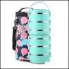 Dinnerware Sets 5-6 Layer Stainless Steel Lunch Box School Office Portable Storage Container Round Japanese Bento For Kid Carshop2006 Dh6Jz