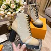 Designer Luxury Women Boots Fashion high heels Martin boots real leather zipper letter Lace up Black White Boot with Original Withs Box size 35-41