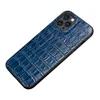 Étui de téléphone en cuir véritable à motif d'alligator pour iPhone 14 13 12 Mini 11 Pro Max XR 7 8 Samsung Galaxy Note20 Coque de protection professionnelle ultra robuste à imprimé crocodile