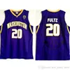 Cousu NCAA Washington Huskies Markelle Basketball Jerseys College # 20 Fultz Jersey Violet Noir Blanc DeMatha High School Markelle Blue 20Fultz