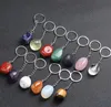 Natural Crystal Stone Pendant Silver Plated Key Rings Keychains For Women Men Party Club Decor Car Bag Fashion Jewelry
