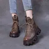 Botas femininas de couro oco para fora legal bota luz grossa sola muffin sapatos primavera e verão nova alta superior respirável nu 0709