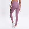 NWT L-01 Spandex Women Yoga Pants Outfits Solid Sports Gym Wear High midje Träning Leggings Elastic Fitness Lady Purther Tights Byxor Side