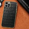 Coque de téléphone en cuir véritable motif crocodile pour iPhone 13 12 Mini 11 Pro Max XR XS Durable Protection complète souple Placage de pare-chocs Alligator Grain Business Shell