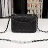 Women 17cm Crossbody Bag Bag Soft Black أصلي من الجلد المصغرة بأكياس الكتف ذات الأدوات الذهبية أو الفضية.