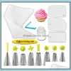 Baking Pastry Tools Pcs/Set Reusable Icing Pi Nozzles Set Bag Scraper Flower Cream Tips Converter Cup Cake Decorating Drop D Mxhome Dh9Mw