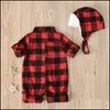 Ensembles de vêtements Automne Bébé Garçons Rouge Plaid À Manches Longues Coton Barboteuses Chapeau Mode Gentleman Jumpers Infantile Salopette Nouveau-nés Clo Mxhome Dhyyn