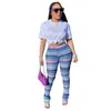 Pantalon en tricot côtelé pour femmes Vêtements de créateurs Couleur Stripe Jacquard Fashion Stacked Pants Bell Flares