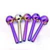 Wholesale Thick heady Pyrex 10cm Electroplate Glass Oil Burner Pipe Colorful Great Big Tube Nail tips smoking pipes