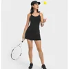 Nwt lu-77 kadınlar esnek tenis golf elbiseleri seksi kolsuz yoga giyim fitness spor badminton etek koşu dans voleybol spor giyim