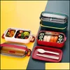 Servisupps￤ttningar 1400 ml dubbelskikt rostfritt st￥l 304 Lunchbox l￤cks￤ker Bento Set Microwave ADT Student contaiinnerw carshop2006 DHXJM