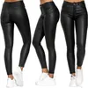 Pantalon féminin capris automne pu cuir femme haute taille maigre push up legging pantalon élastique plus taille jeggings spandex blackwomen's