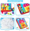 Sorting Toys Button Art for Toddlers Geekper Color Matching Mosaic Pegboard Early Learning Educational game 10 Pictures and 46 Buttons