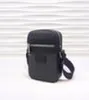 Классический мини -размер мессенджерный сумка Blackgrey Canvas с кожаным мужским плечом