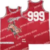 24 남자 999 Moive Basketball Jersey Vintage BR Remix Juice WRLD x 레트로 통기성 스포츠 순수면 힙합 유니폼 풀오버 팀 컬러 레드