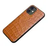 Étui de téléphone en cuir véritable à motif d'alligator pour iPhone 14 13 12 Mini 11 Pro Max XR 7 8 Samsung Galaxy Note20 Coque de protection professionnelle ultra robuste à imprimé crocodile