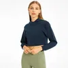 NWT Uzun Kollu Yoga Kıyafetleri LU-115 Kısa Spor Ceketi Kapşonlu Gym Shirt Egzersiz Kapşonlu Kadınlar Sonbahar Pamuk Sweatshirt Kış Topları