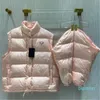 2022-럭셔리 디자이너 여성 다운 재킷 패션 거꾸로 삼각형 슬리브 이동식 다운 파카 조끼 야외 겨울 짧은 코트 재킷