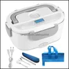 Set di stoviglie Us Eu Plug Riscaldamento elettrico Lunch Box Scaldavivande in acciaio inox Contenitore Home School Pasto sicuro Riscaldato Bento Carshop2006 Dhphx