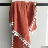Blankets Swaddling Infant Baby Muslin Swaddle Wrap Ered Blanket Wraps Nursery Bedding Towelling Bath Towel Balls Tassel Babi Mxhome Dh9Jy