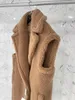 MM Brown MM Teddy Bear Icon Sur Colet Coats Um casaco mais quente de gola de lapela com textura macia feita de peles de l￣ virgem de alpaca e mulheres de seda longas