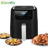 BioloMix Air Fryer One Touch Screen with 8 Cooking Functions Nonstick double pot 5L Black Oilless Air Fryers Oven T220819