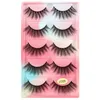 New Arrival 5 Pairs Natural Thick False Eyelashes Set Soft Light Reusable Hand Made Multilayer 3D Fake Lashes Curly Crisscross Eyelashes Extensions Color Tray