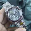 Rolesx 7750 Uxury Watch Date GMT Roll X armbandsur Automatische Mechanische Watch Chronograph Ice Blue Dial Keramische Bezel Diamonds Horloge