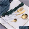 Ужины наборы посуды Spoon Set Золотая столовая посуда из нержавеющей стали Стол Стол белый золото.