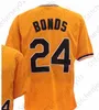 Barry Bonds Custom Baseball usa gorjeta cinza vintage 24 25 Casa fora Aface Amarelo Retro Black Cream ASU Button Button Pessoa Potulador de patch Men