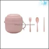 Bowls 1 Set Of Wheat St Soup Bowl Large Capacity Container Practical Lunch Box Pink Drop Delivery 2021 Home Garden Kitche Carshop2006 Dhwxg