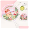 Other Household Sundries High Quality Polyester Cartoon Mini Round Disc Portable Fan Folding Pocket Wallet Flyer Handheld Dr Yydhhome Dhq9B