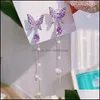 Dangle Chandelier Fashion Butterfly Tassel Drop Earrings For Women Vintage Jewelry Modern Party Wedding Bridal Accessories Bdesybag Dhire